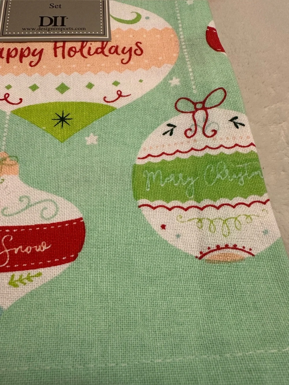2-Piece Set. Happy Holidays Ornament Kitchen Towel - DII